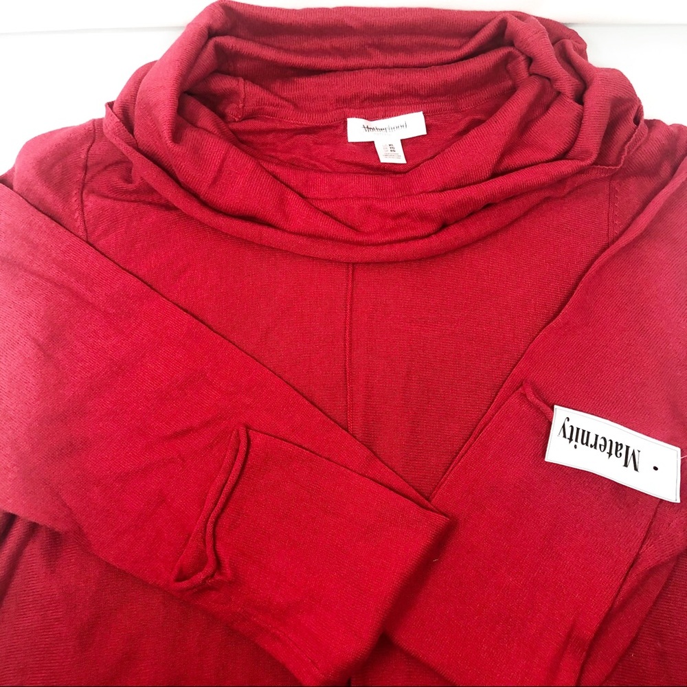 Maternity Sweater Motherhood Red Cowl Tunic XL